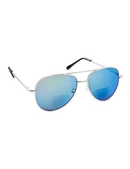 Aviator Bifocal Reading Sunglasses for Men or Women 100% UVA & UVB Mirrored Lens - Blue - CI18DM8478Z $25.52