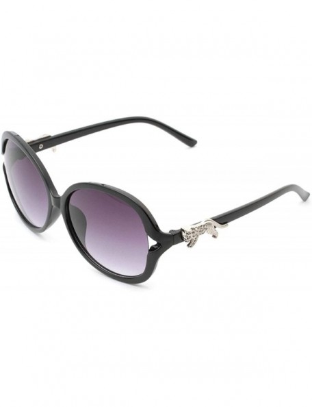 Oversized Retro Classic Leopard Sunglasses for Women PC Resin UV 400 Protection Sunglasses - Black - CL18SZUDW67 $15.94