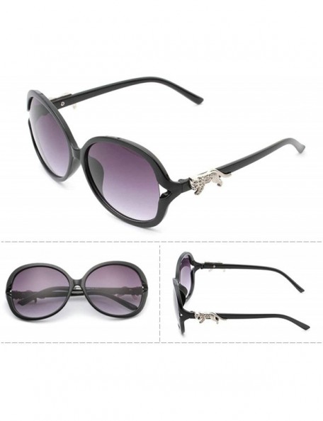 Oversized Retro Classic Leopard Sunglasses for Women PC Resin UV 400 Protection Sunglasses - Black - CL18SZUDW67 $15.94