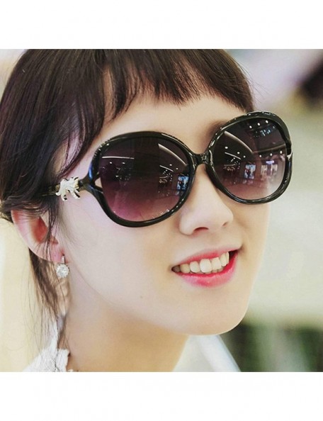 Oversized Retro Classic Leopard Sunglasses for Women PC Resin UV 400 Protection Sunglasses - Black - CL18SZUDW67 $15.94