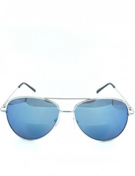 Aviator Bifocal Reading Sunglasses for Men or Women 100% UVA & UVB Mirrored Lens - Blue - CI18DM8478Z $25.52