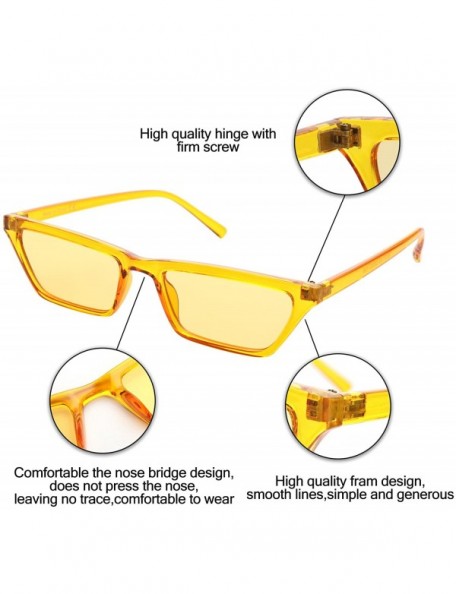 Cat Eye Small Rectangle Cat Eye Sunglasses for Women Fashion Designer Glasses - Yellow - CP18CUUN0ID $9.55