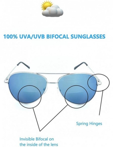 Aviator Bifocal Reading Sunglasses for Men or Women 100% UVA & UVB Mirrored Lens - Blue - CI18DM8478Z $25.52
