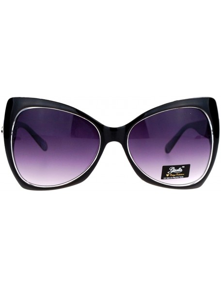 Oversized Unique Oversized Cat Eye Hybrid Butterfly Sunglasses - Black - CS119MR32QX $16.00