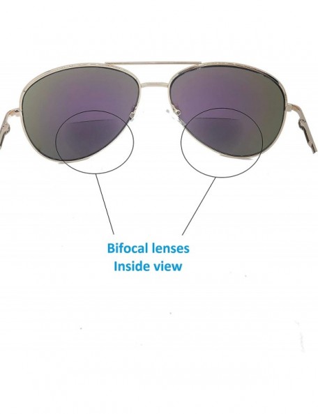 Aviator Bifocal Reading Sunglasses for Men or Women 100% UVA & UVB Mirrored Lens - Blue - CI18DM8478Z $25.52