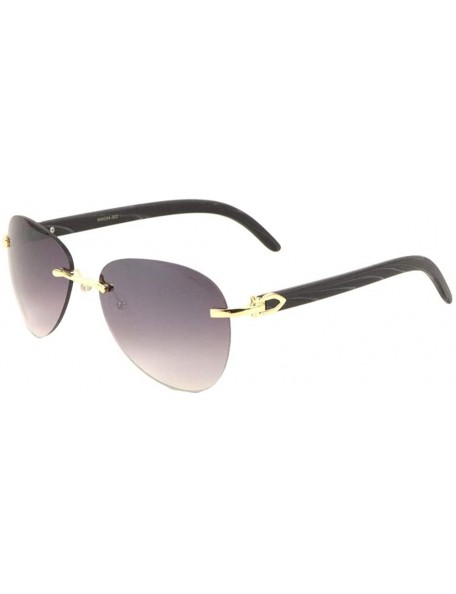 Rimless Thick Super Dark Rimless Lens Wood Temple Fashion Sunglasses - Smoke - C9198D8SXX8 $31.09