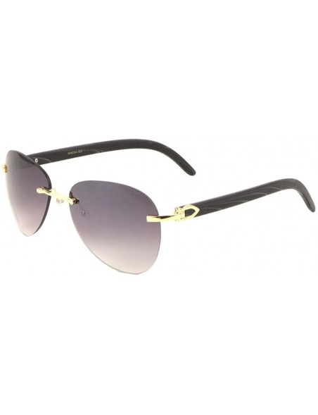 Rimless Thick Super Dark Rimless Lens Wood Temple Fashion Sunglasses - Smoke - C9198D8SXX8 $17.27