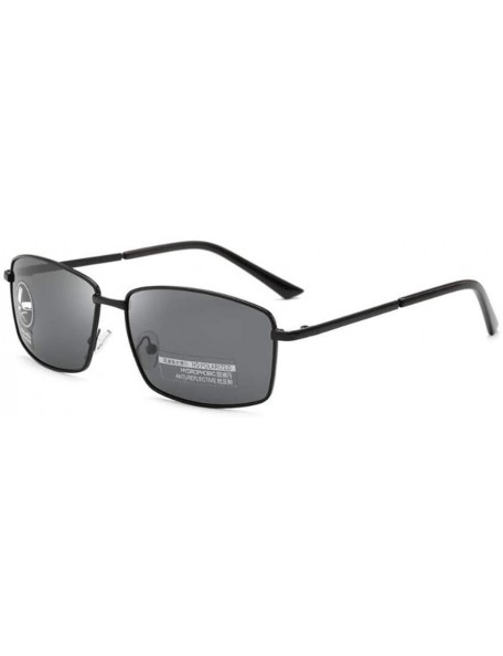 Square Driving Discoloration Sunglasses Polarized Protection - Black Frame Full Gray - C2190T80A3S $9.24