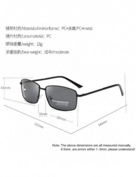 Square Driving Discoloration Sunglasses Polarized Protection - Black Frame Full Gray - C2190T80A3S $9.24