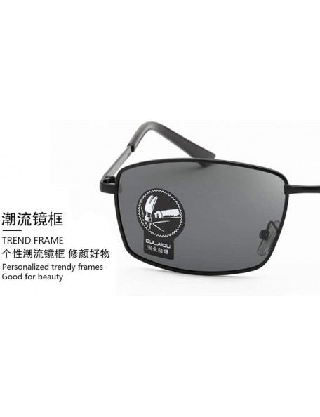 Square Driving Discoloration Sunglasses Polarized Protection - Black Frame Full Gray - C2190T80A3S $9.24