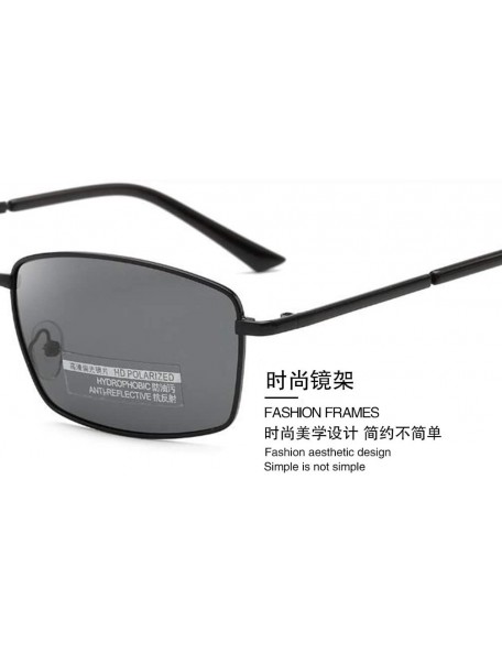 Square Driving Discoloration Sunglasses Polarized Protection - Black Frame Full Gray - C2190T80A3S $9.24