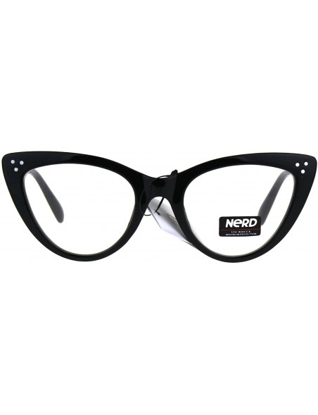 Cat Eye Womens Designer Goth Cat Eye Clear Lens Eye Glasses - Black - CJ188LKQWTS $8.92
