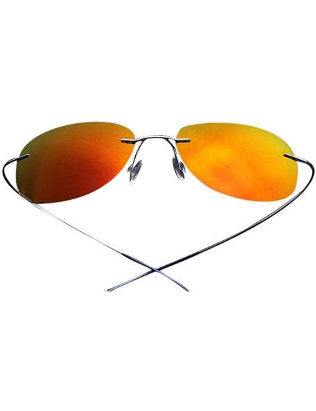 Wayfarer Men's Fashion Polarized Driving Sunglasses Ultralight Titanium Frame Sports Sunglasses - Silver Frame Red Lens - CA1...
