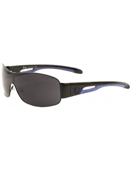 Shield Wide Curved One Piece Shield Lens Sports Temple Sunglasses - Blue - CH199D6IO20 $34.55