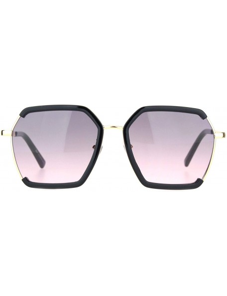 Butterfly Womens Hexagon Large Designer Butterfly Sunglasses - Black Gradient Pink - CM18MD3KZ0D $13.12