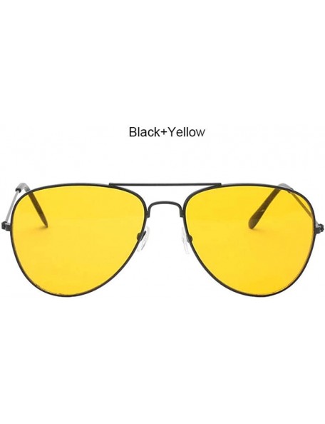 Aviator Men Aviation Sunglasses Women Night Vision Glasses Driving Yellow Blackclearred - Blackyellow - CA18XDW7T0N $11.48