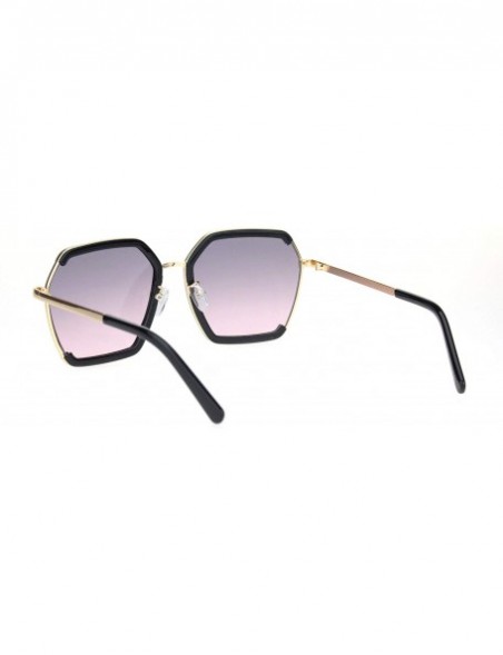 Butterfly Womens Hexagon Large Designer Butterfly Sunglasses - Black Gradient Pink - CM18MD3KZ0D $13.12