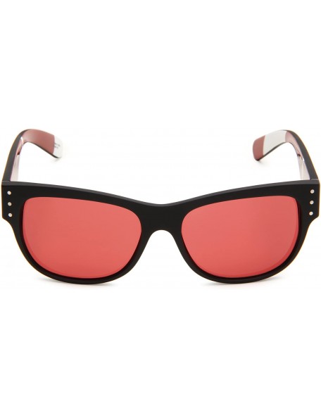Sport Optic Borough Wayfarer Sunglasses - Matte Black Stripes Frame/Burgundy Lens - CC115TZJ2Y3 $47.42