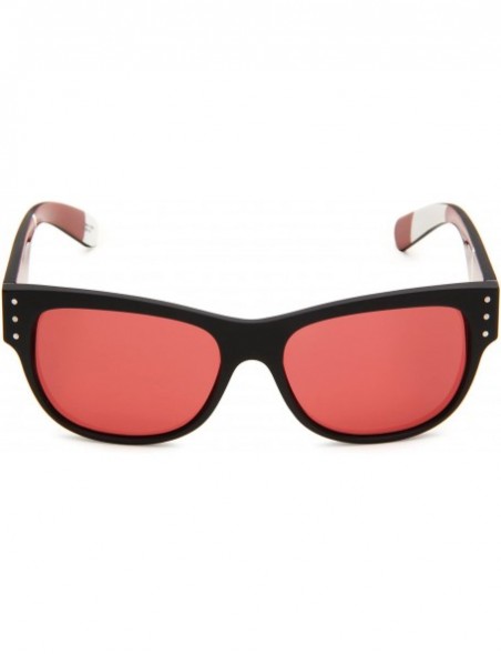 Sport Optic Borough Wayfarer Sunglasses - Matte Black Stripes Frame/Burgundy Lens - CC115TZJ2Y3 $47.42