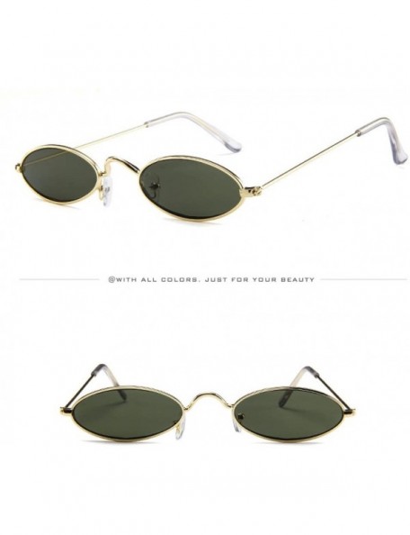 Oval Fashion Classic Mens Womens Retro Small Oval Sunglasses Metal Frame Shades Eyewear (F) - F - CZ194A5YX9W $8.92