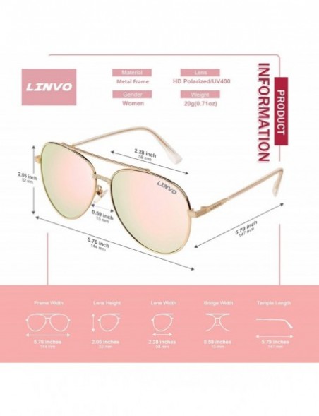 Aviator Lightweight Aviator Sunglasses for Women Polarized Mirrored Metal Frame Shades - 1 Gold Frame/Pink Lens-mirrored - C8...