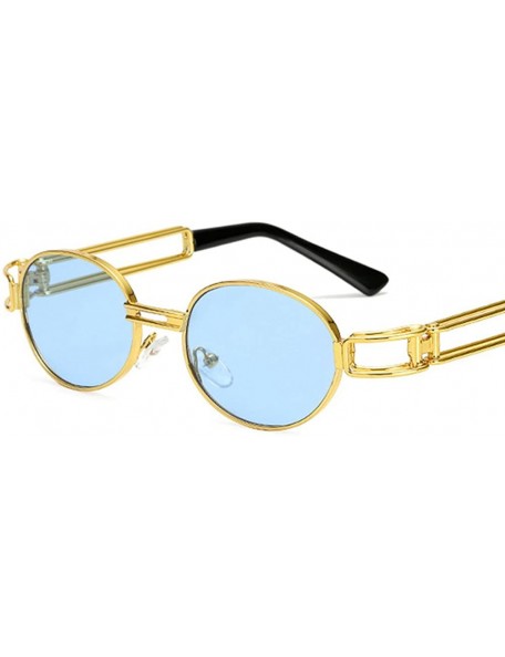 Oval Vintage Oval Sun Glasses Men Metal Frame Sunglasses Women Accessories Summer - Blue - CX18E4Q6WZ5 $8.25