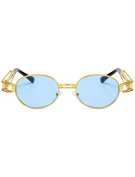 Oval Vintage Oval Sun Glasses Men Metal Frame Sunglasses Women Accessories Summer - Blue - CX18E4Q6WZ5 $8.25
