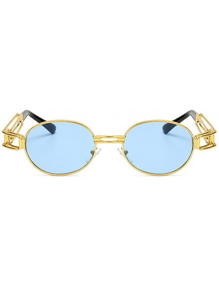 Oval Vintage Oval Sun Glasses Men Metal Frame Sunglasses Women Accessories Summer - Blue - CX18E4Q6WZ5 $8.25