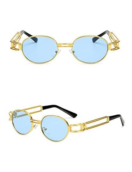 Oval Vintage Oval Sun Glasses Men Metal Frame Sunglasses Women Accessories Summer - Blue - CX18E4Q6WZ5 $8.25
