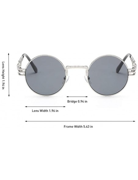 Round John Lennon Round Sunglasses Retro Steampunk Glasses Metal Frame - Silver Frame Grey - CR1967SCCK8 $12.82