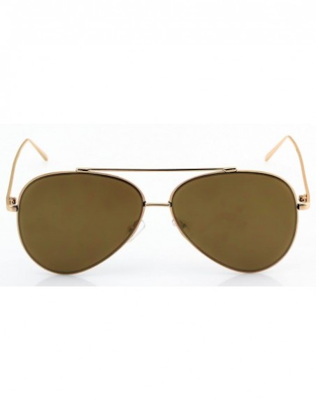 Aviator Mirrored Oversized Aviator Sunglasses for Men and Women with Flat Mirror Lens - Gold Mirror - CW1843LLS0S $7.54
