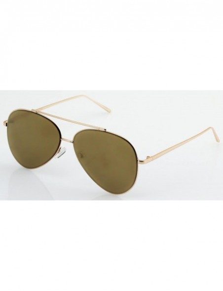 Aviator Mirrored Oversized Aviator Sunglasses for Men and Women with Flat Mirror Lens - Gold Mirror - CW1843LLS0S $7.54