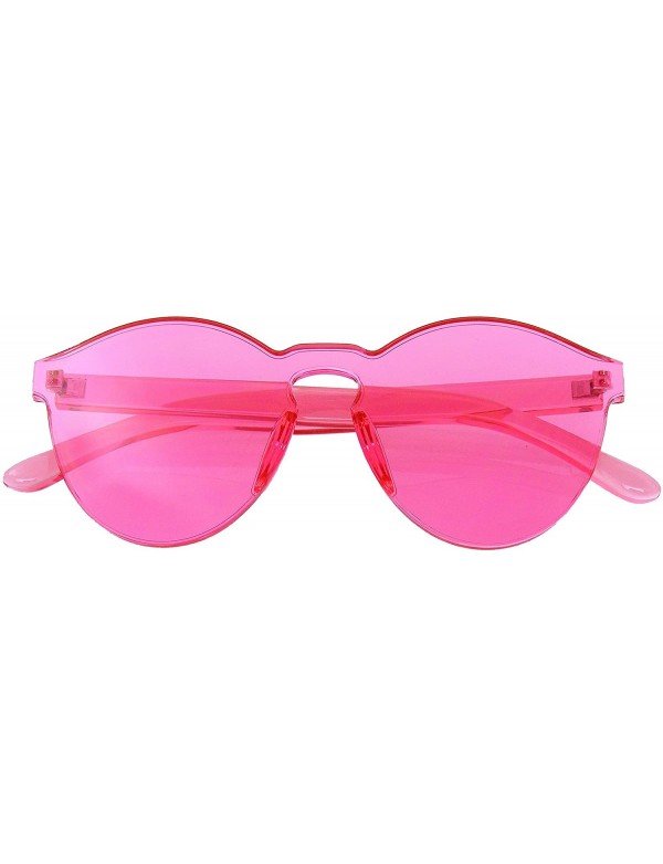 Round Fashion Womens Mens Clear Novelty Sunglasses UV400 Outdoor Frameless Eyewear - Pink - CU18KKKTZ6O $8.13