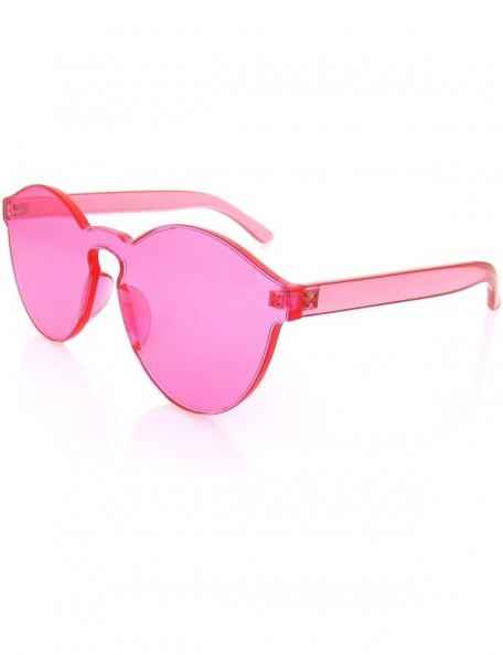 Round Fashion Womens Mens Clear Novelty Sunglasses UV400 Outdoor Frameless Eyewear - Pink - CU18KKKTZ6O $8.13