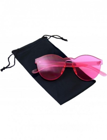 Round Fashion Womens Mens Clear Novelty Sunglasses UV400 Outdoor Frameless Eyewear - Pink - CU18KKKTZ6O $8.13