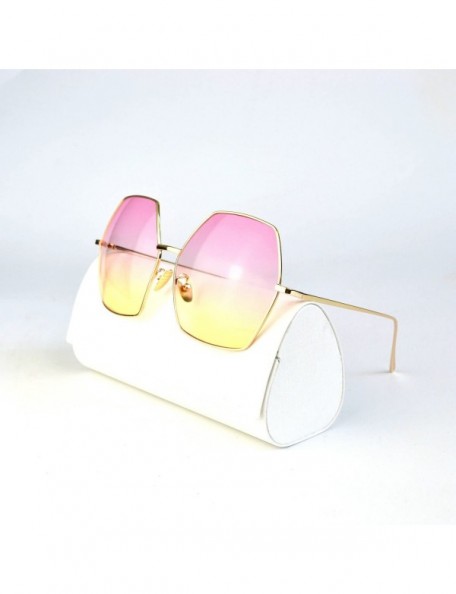 Round Oversized Metal Geometric Pentagon Gradient Color Lens Hippie Sunglasses -yhl - Gold-pinkyellow - CC12MXZ0SPX $16.24