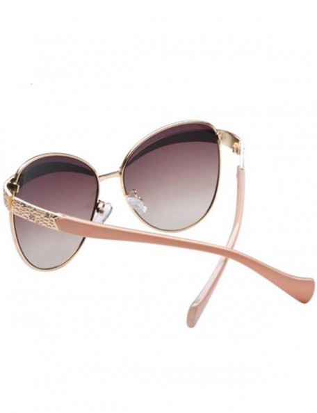 Rectangular Cateye Sunglasses Vintage French Fashion New Diamond Frame Lens 62mm - Brown/Brown - CS12FU836UT $15.40