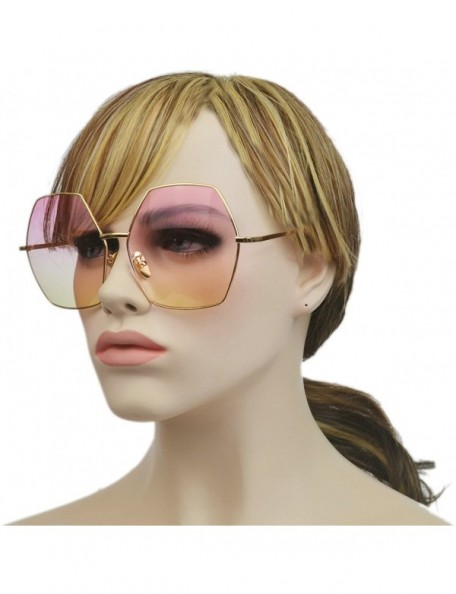 Round Oversized Metal Geometric Pentagon Gradient Color Lens Hippie Sunglasses -yhl - Gold-pinkyellow - CC12MXZ0SPX $16.24