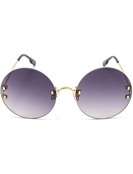 Rimless 2020 New Fashion Rimless Sunglasses Women Fashion Round Sun Glasses Ladies Outdoor Travel UV400 - Gold&grey - C31938Q...