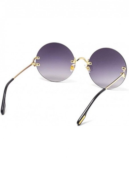 Rimless 2020 New Fashion Rimless Sunglasses Women Fashion Round Sun Glasses Ladies Outdoor Travel UV400 - Gold&grey - C31938Q...