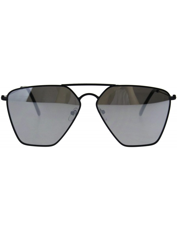 Oval Angular Squared Flat Top Pilots Color Mirror Metal Sunglasses - Black Mirror - C01860AHGH9 $11.18