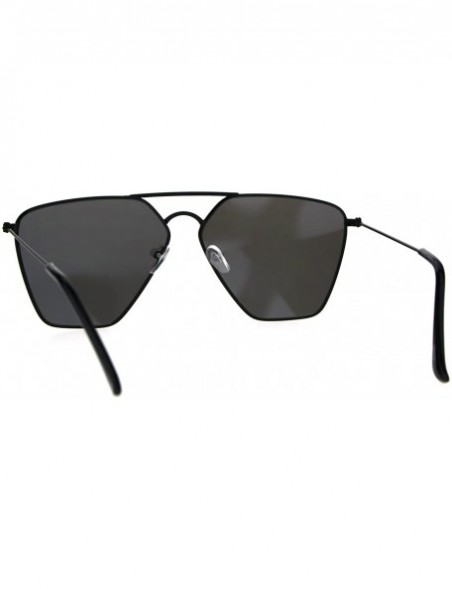 Oval Angular Squared Flat Top Pilots Color Mirror Metal Sunglasses - Black Mirror - C01860AHGH9 $11.18