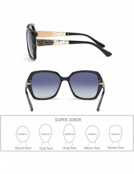 Goggle Womens Classic Oversized Polarised Sunglasses Fashion Retro Glasses - Black-grey - CP18RT37CC6 $8.81