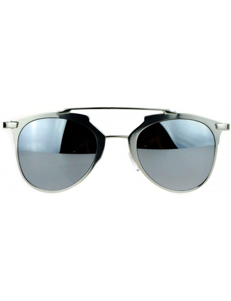 Wayfarer Mirrored Retro Vintage Style Half Rim Pilot Unique Sunglasses - Silver Mirror - CN1203SDJVR $22.91