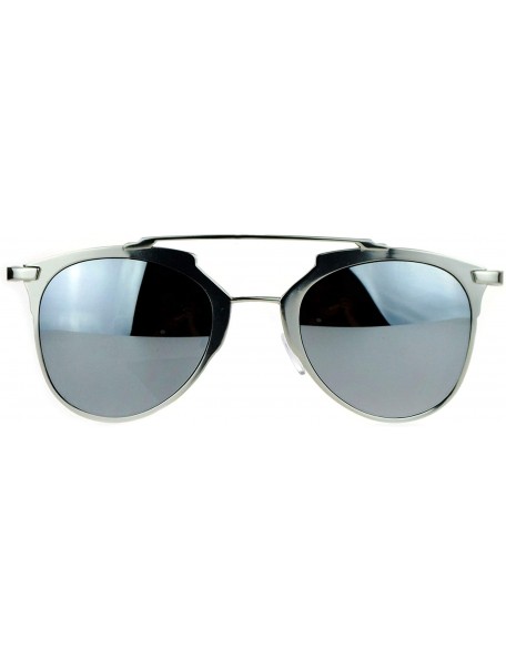 Wayfarer Mirrored Retro Vintage Style Half Rim Pilot Unique Sunglasses - Silver Mirror - CN1203SDJVR $9.86