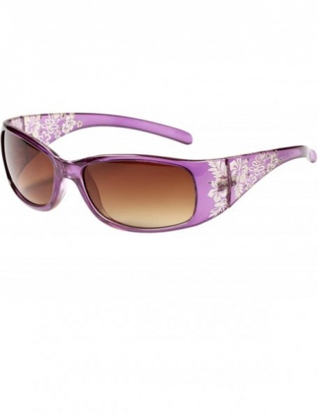 Rectangular design Women Floral Print Flower Sunglasses Lsx311 - Purple - CY11JDZLNDN $19.42