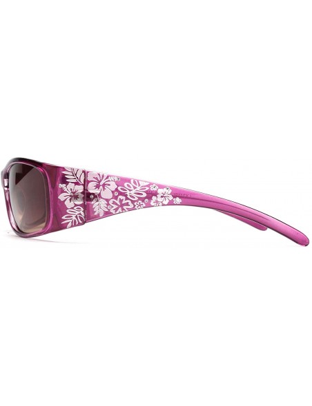 Rectangular design Women Floral Print Flower Sunglasses Lsx311 - Purple - CY11JDZLNDN $19.42