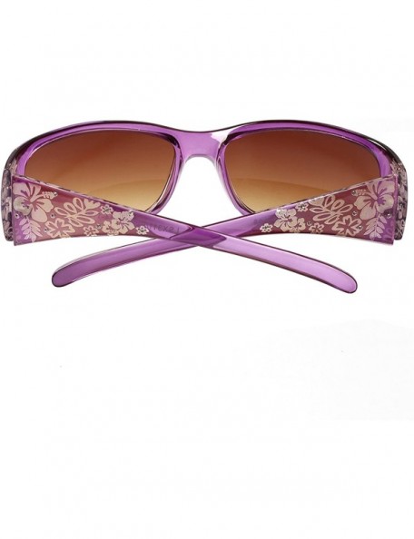 Rectangular design Women Floral Print Flower Sunglasses Lsx311 - Purple - CY11JDZLNDN $19.42