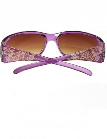 Rectangular design Women Floral Print Flower Sunglasses Lsx311 - Purple - CY11JDZLNDN $19.42