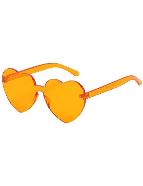 Rimless Heart Shaped Love Rimless Sunglasses One Piece Transparent Candy Color Frameless Glasses Eyewear - Orange Yellow - C2...